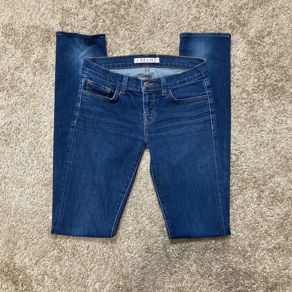 J Brand Ink Size 26 Inseam 34 Straight Stretch Low Women Denim Blue Jeans Pants